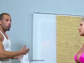 Fake Tits Blonde Uses Her Charm To Make Him Fuck